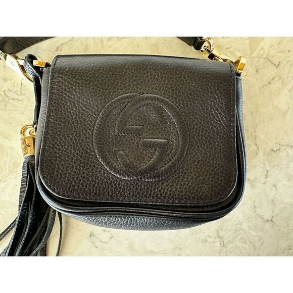Gucci Interlocking G Leather Soho Small Tassels Handbag Black - Picture 2 of 6